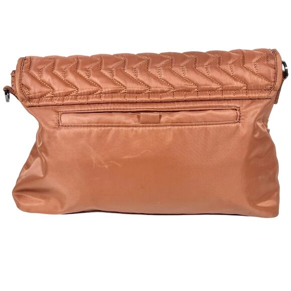 Lug Shoulder Crossboy Bag Purse Travel Brown Polyester Quilted Used - Picture 2 of 16